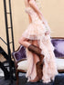 A Line Sweetheart Chiffon Ruffles Pink Prom Dress LBQ3206